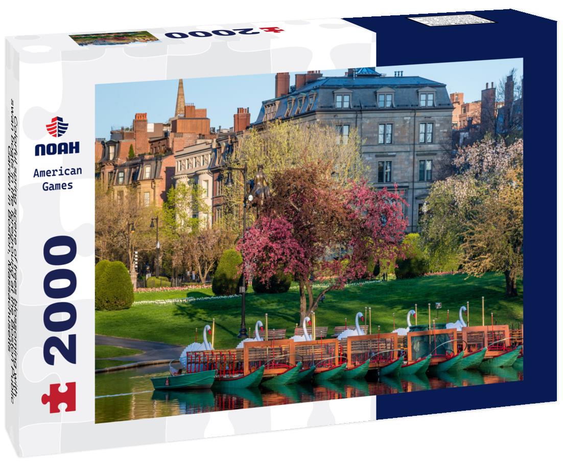 Noah Jigsaw Puzzle Colorful spring scene of trees blossoming with swan boats in the foreground at the Boston Public Garden in Boston, Massachusetts 2000 pieces