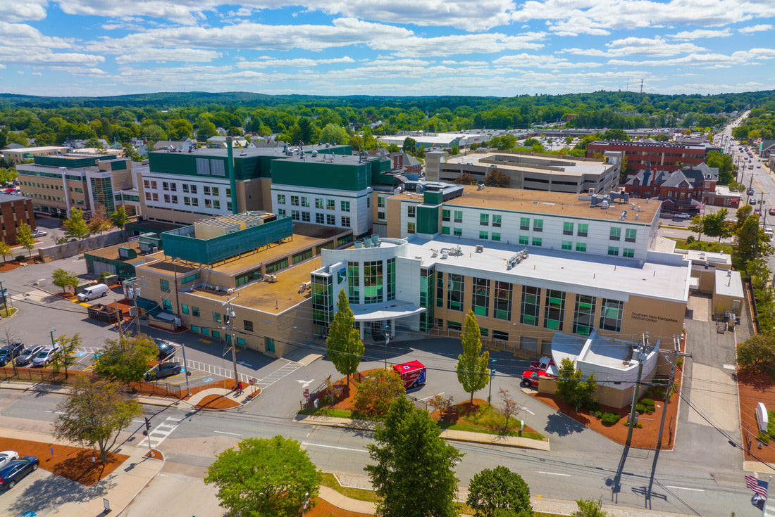 Noah Jigsaw Puzzle Southern New Hampshire Medical Center aerial view at 8 Prospect Street at Main Street in historic downtown Nashua, New Hampshire NH 2000 pieces