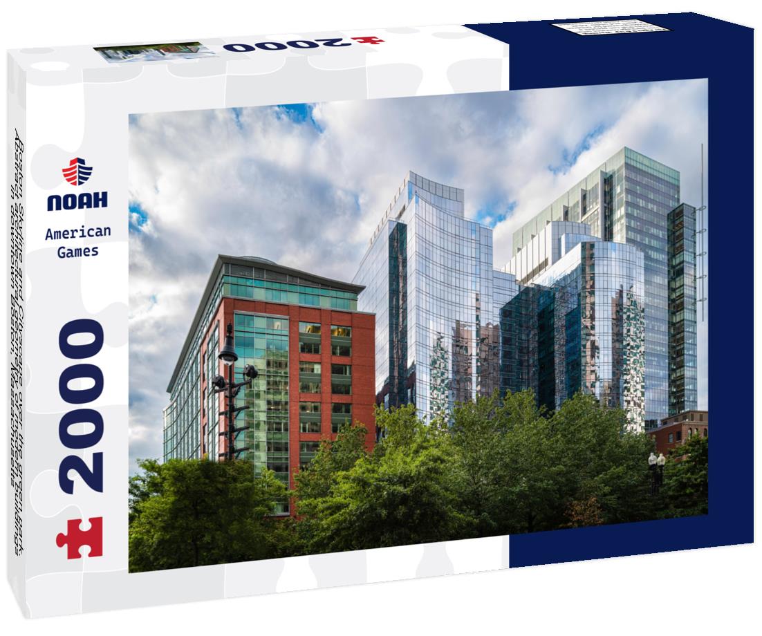 Noah Jigsaw Puzzle Boston Skyline and Cityscape over the green park. Abstract architectural geometry of modern buildings in downtown Boston, Massachusetts 2000 pieces
