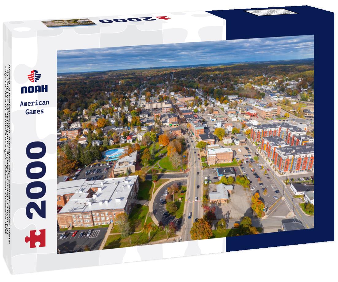 Noah Jigsaw Puzzle North Attleborough historic city center aerial view in fall on Washington Street at town common, city of North Attleborough, Massachusetts MA 2000 pieces