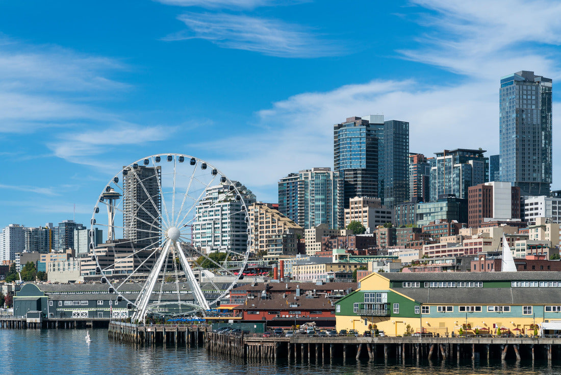 Noah Jigsaw Puzzle Waterfront Seattle skyline with Great wheel view. Skyscrapers of financial downtown at day time, Washington, USA. A vibrant business neighborhood 2000 pieces