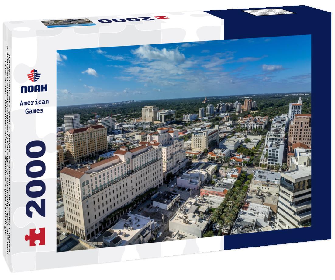 Noah Jigsaw Puzzle Aerial view of Coral Gables downtown in Miami Florida a Mediterranean-themed planned community with affluent character. Mediterranean Revival style buildings 2000 pieces