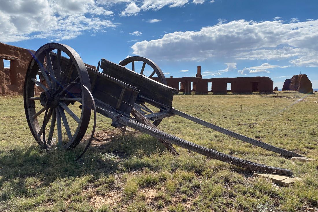 Noah Jigsaw Puzzle Fort Union National Monument in New Mexico. Preserves fort's adobe ruins along Santa Fe Trail. Remnants of Fort Union Depot Mechanic's Corral with wagons and wagon wheels 2000 pieces