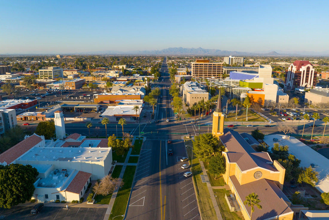 Noah Jigsaw Puzzle Mesa city center aerial view including Church of Jesus Christ of Latter day Saints and First United Methodist Church, Mesa, Arizona AZ, USA 2000 pieces
