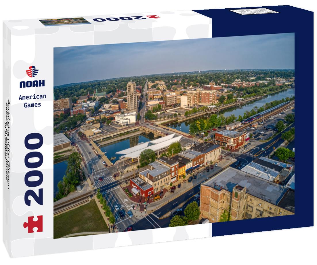 Noah Jigsaw Puzzle Aerial view of the Chicago suburb of Elgin, Illinois in summer 2000 pieces