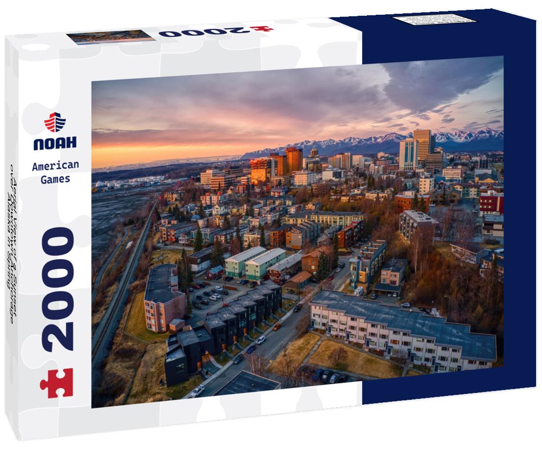 Noah Jigsaw Puzzle Aerial View of a Sunset over Downtown Anchorage, Alaska in Spring 2000 pieces