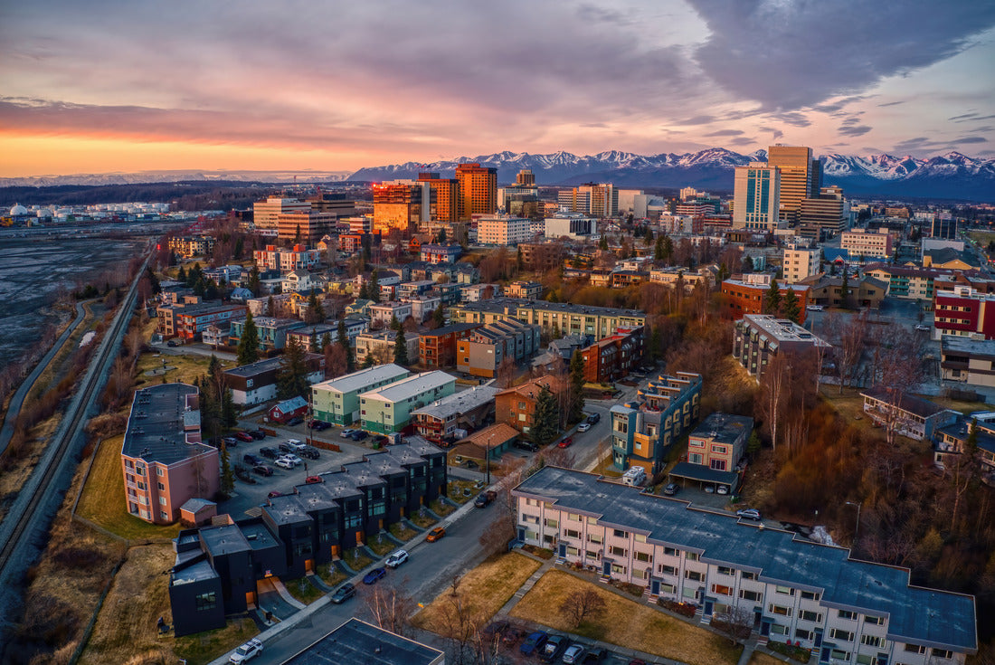 Noah Jigsaw Puzzle Aerial View of a Sunset over Downtown Anchorage, Alaska in Spring 2000 pieces