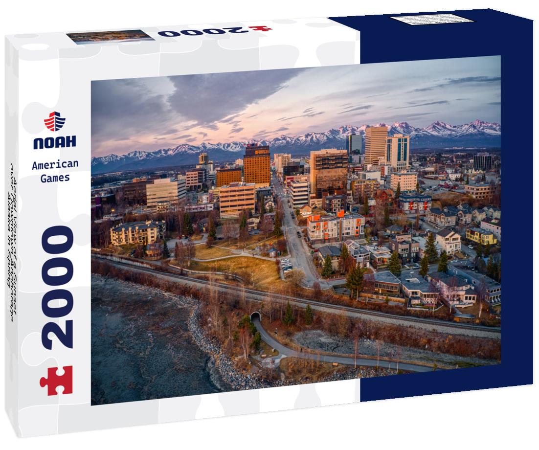 Noah Jigsaw Puzzle Aerial View of a Sunset over Downtown Anchorage, Alaska in Spring 2000 pieces