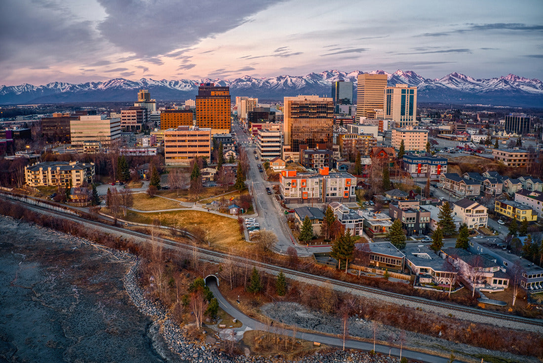 Noah Jigsaw Puzzle Aerial View of a Sunset over Downtown Anchorage, Alaska in Spring 2000 pieces