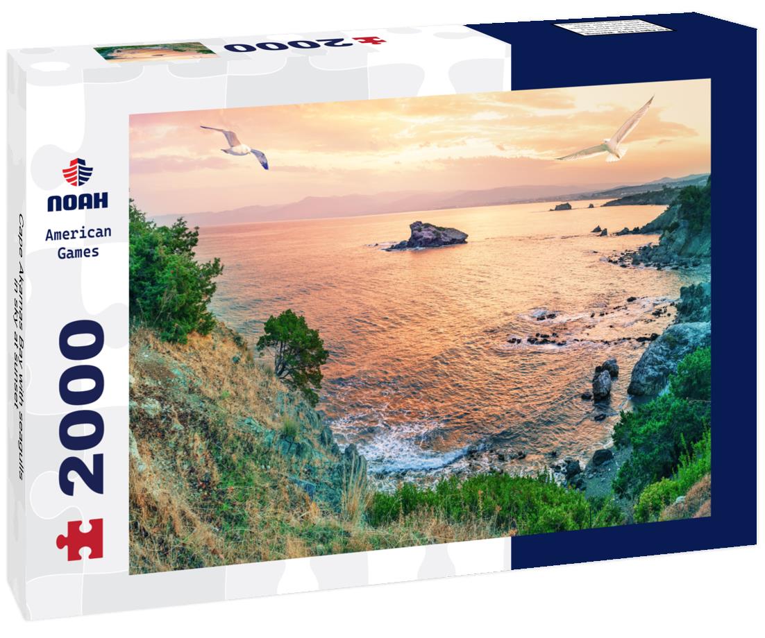 Cape Akamas Bay with seagulls in sky at sunset 2000pc Puzzle