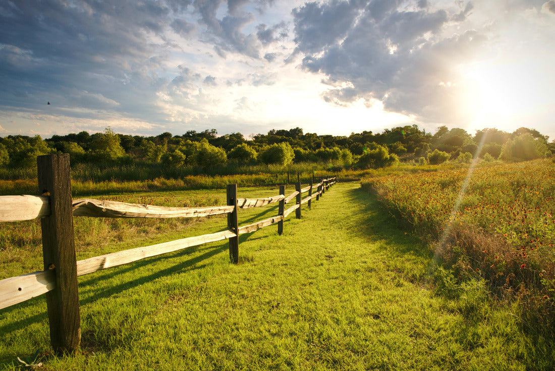 The sun sets over a ranch fence in North Texas 2000pc Puzzle