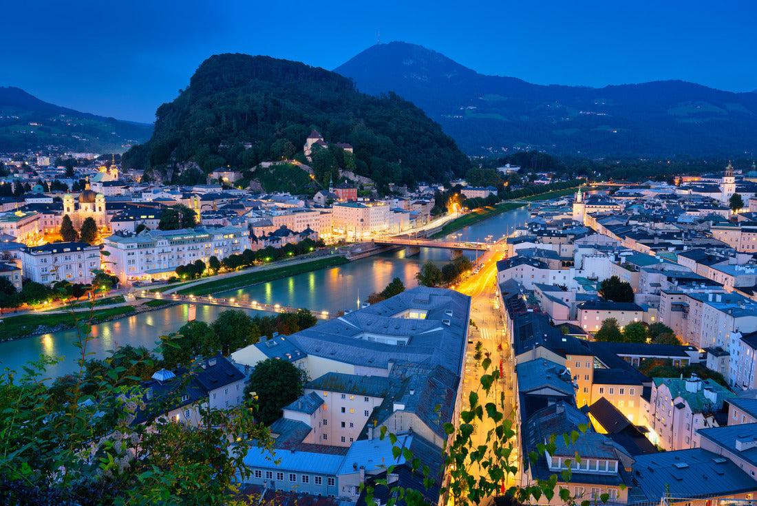 Center of Salzburg city at blue hour. Austria 2000pc Puzzle