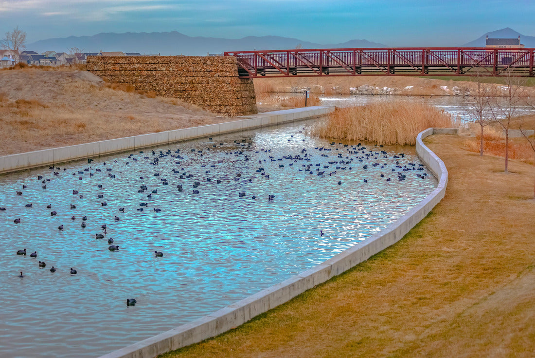 Bridge over lake with ducks in Daybreak Utah 2000pc Puzzle