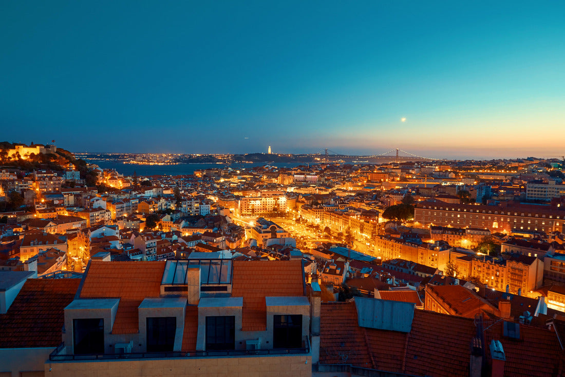 Lisbon illuminated city at sunset blue hour 2000pc Puzzle