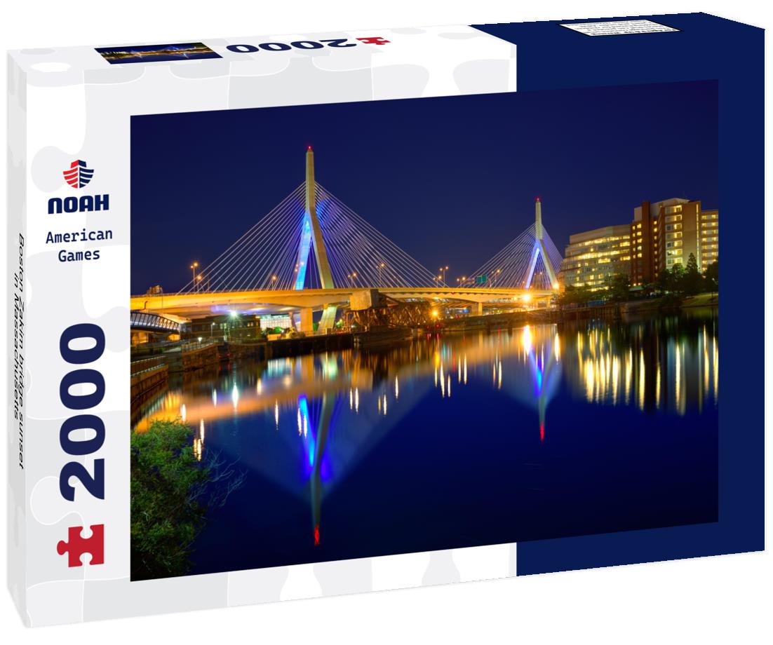 Boston Zakim bridge sunset in Massachusetts 2000pc Puzzle