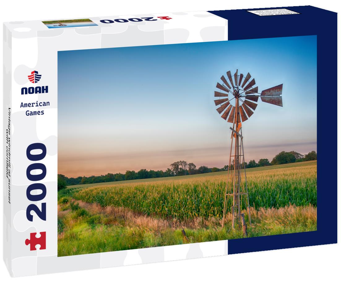 Vintage windmill at sunset with cornfield 2000pc Puzzle