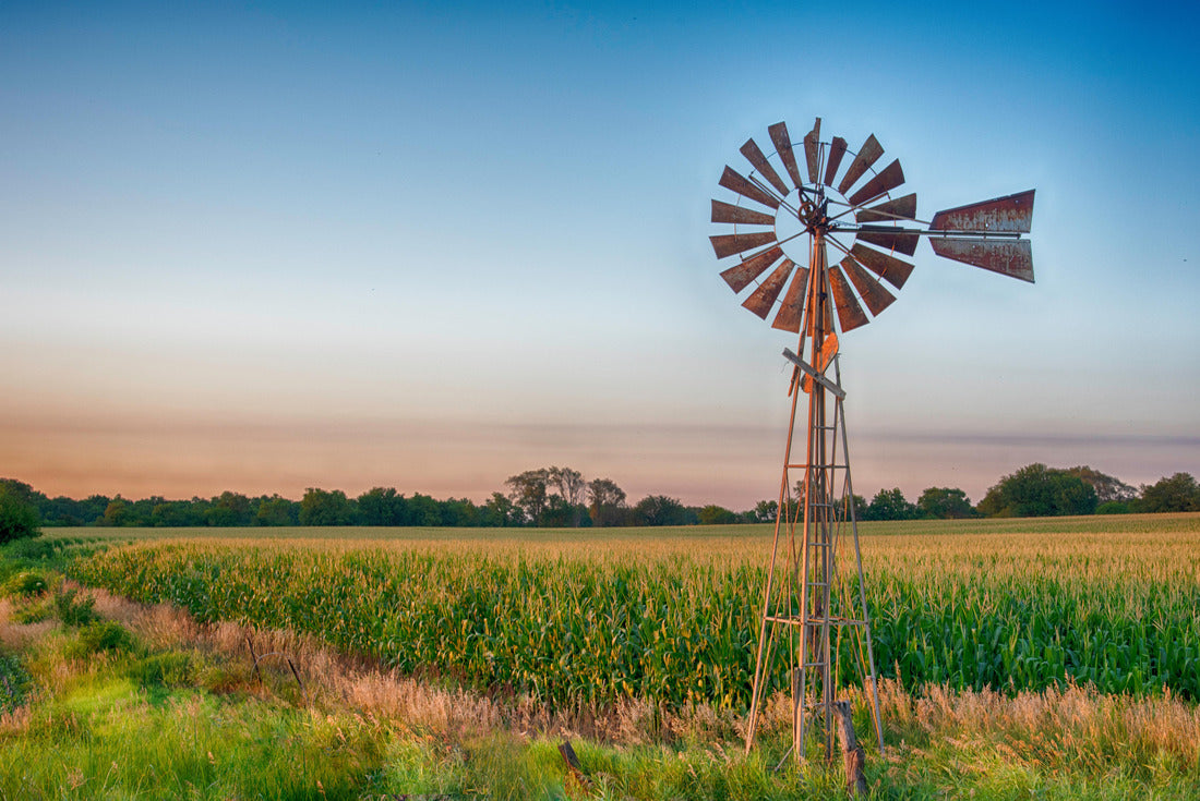 Vintage windmill at sunset with cornfield 2000pc Puzzle