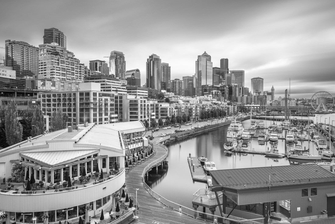 Seattle, Washington, USA pier and skyline at dusk 2000pc PuzzleBlack and White