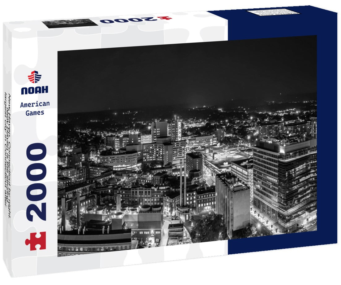 New Haven, Connecticut by night. New Haven is the second-largest city in Connecticut after Bridgeport 2000pc PuzzleBlack and White