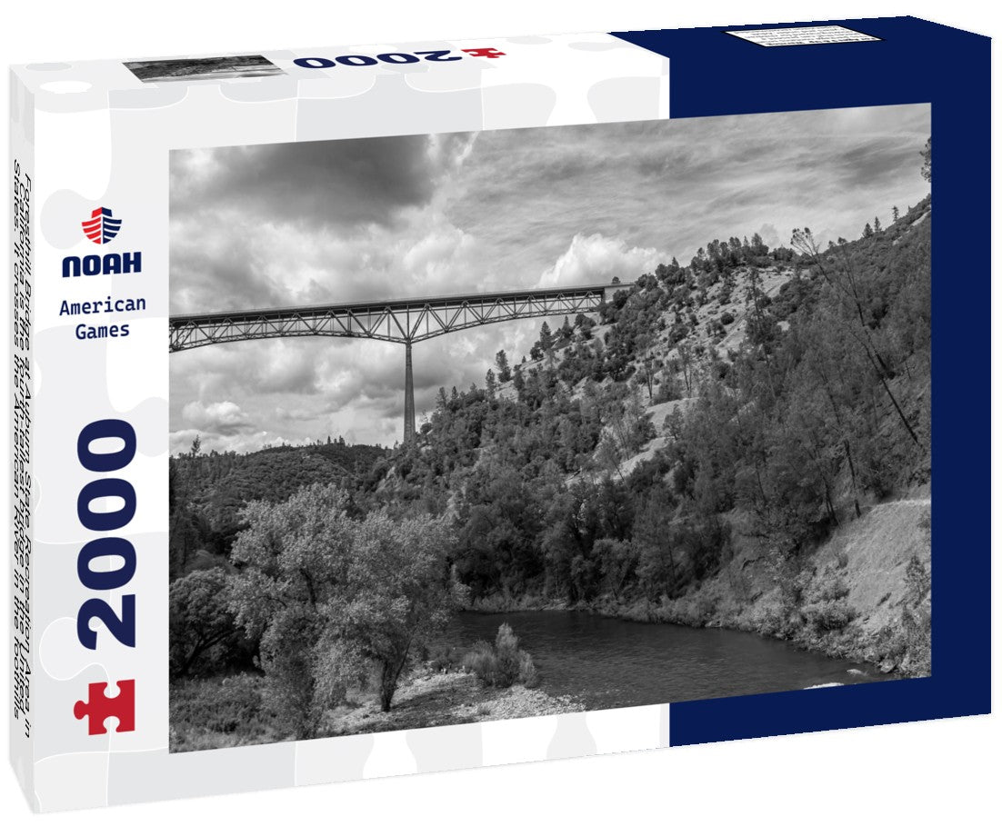 Foresthill Bridge at Auburn State Recreation Area in California is the fourth-tallest bridge in the United States. It crosses the American River in the foothills of the Sierra Nevadas 2000pc PuzzleBlack and White