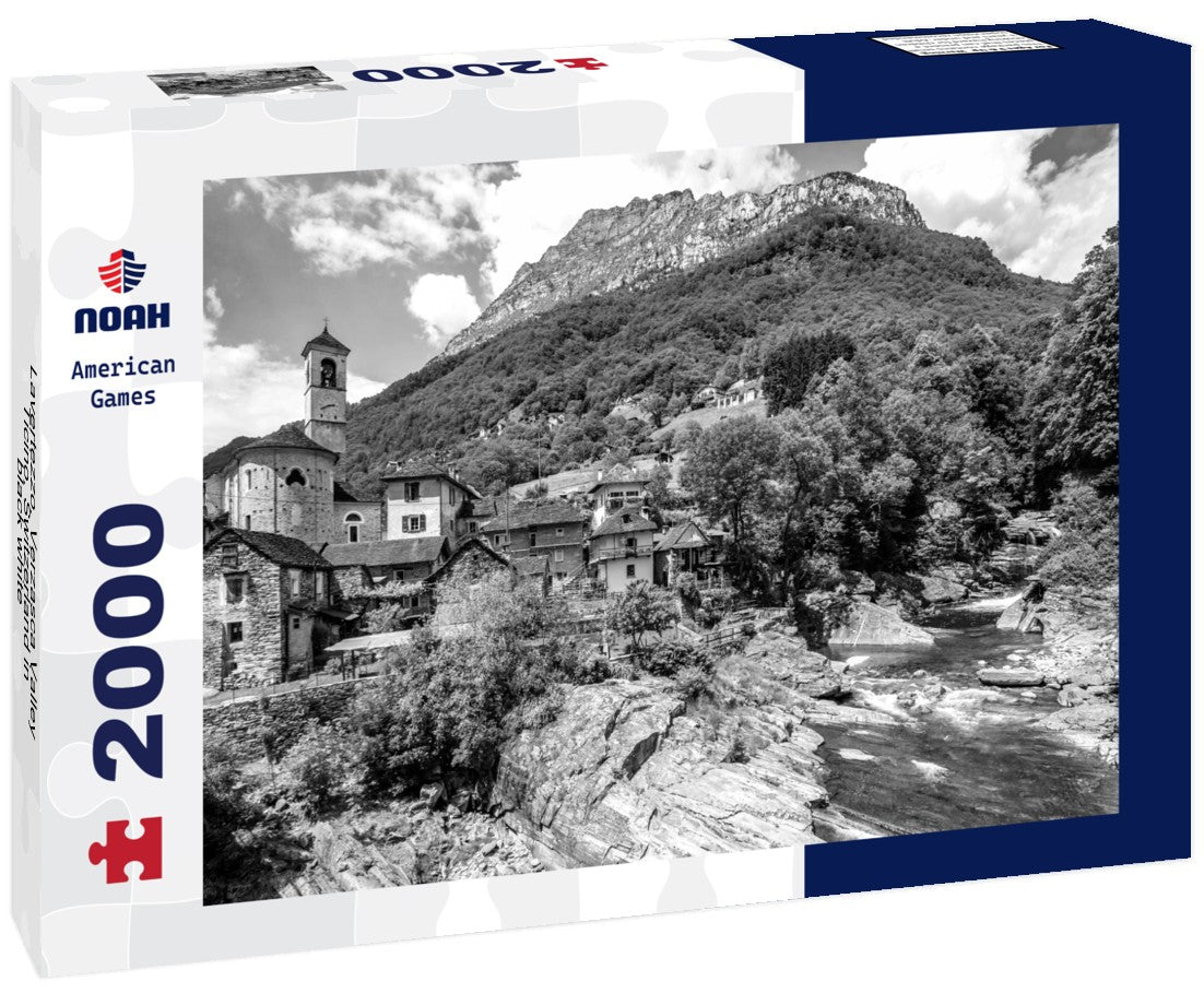 Lavertezzo, Verzasca Valley, Ticino, Switzerland 2000pc PuzzleBlack and White