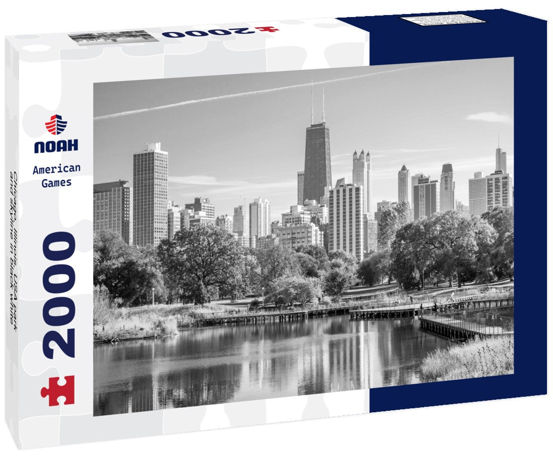 Chicago, Illinois, USA park and skyline 2000pc PuzzleBlack and White