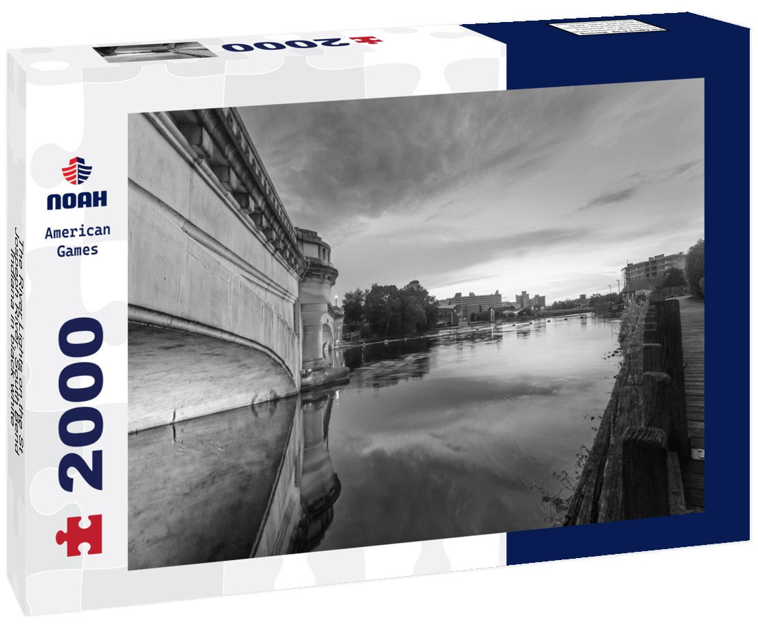 The River Lights on the St Jospeph River, South Bend, Indiana 2000pc PuzzleBlack and White