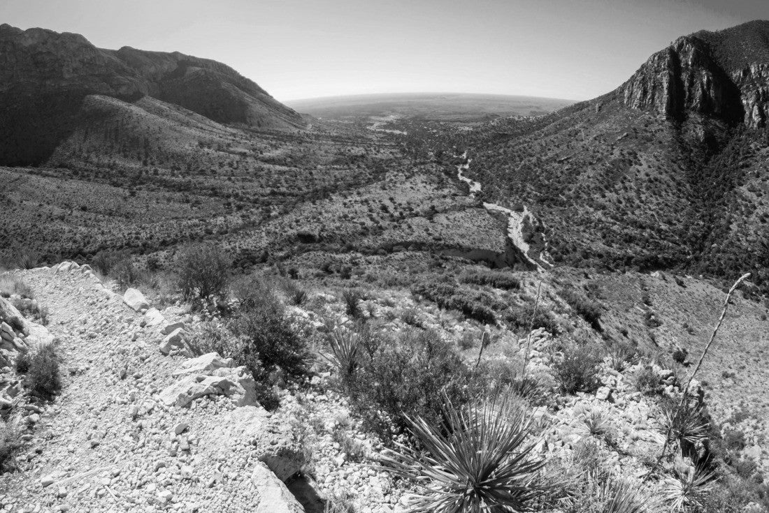 Noah Jigsaw Puzzle Landscape view of Guadalupe Mountains National Park during the day in Texas in black white 2000 pieces