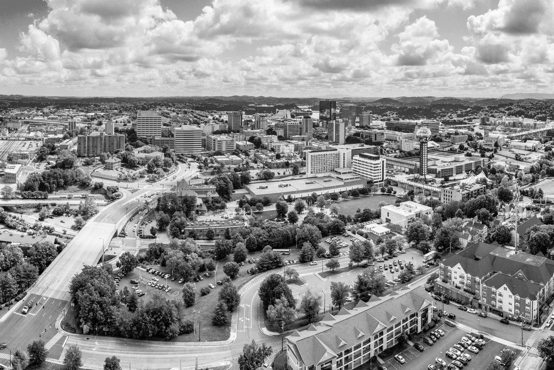 Knoxville, Tennessee, USA Downtown Skyline Aerial 2000pc PuzzleBlack and White