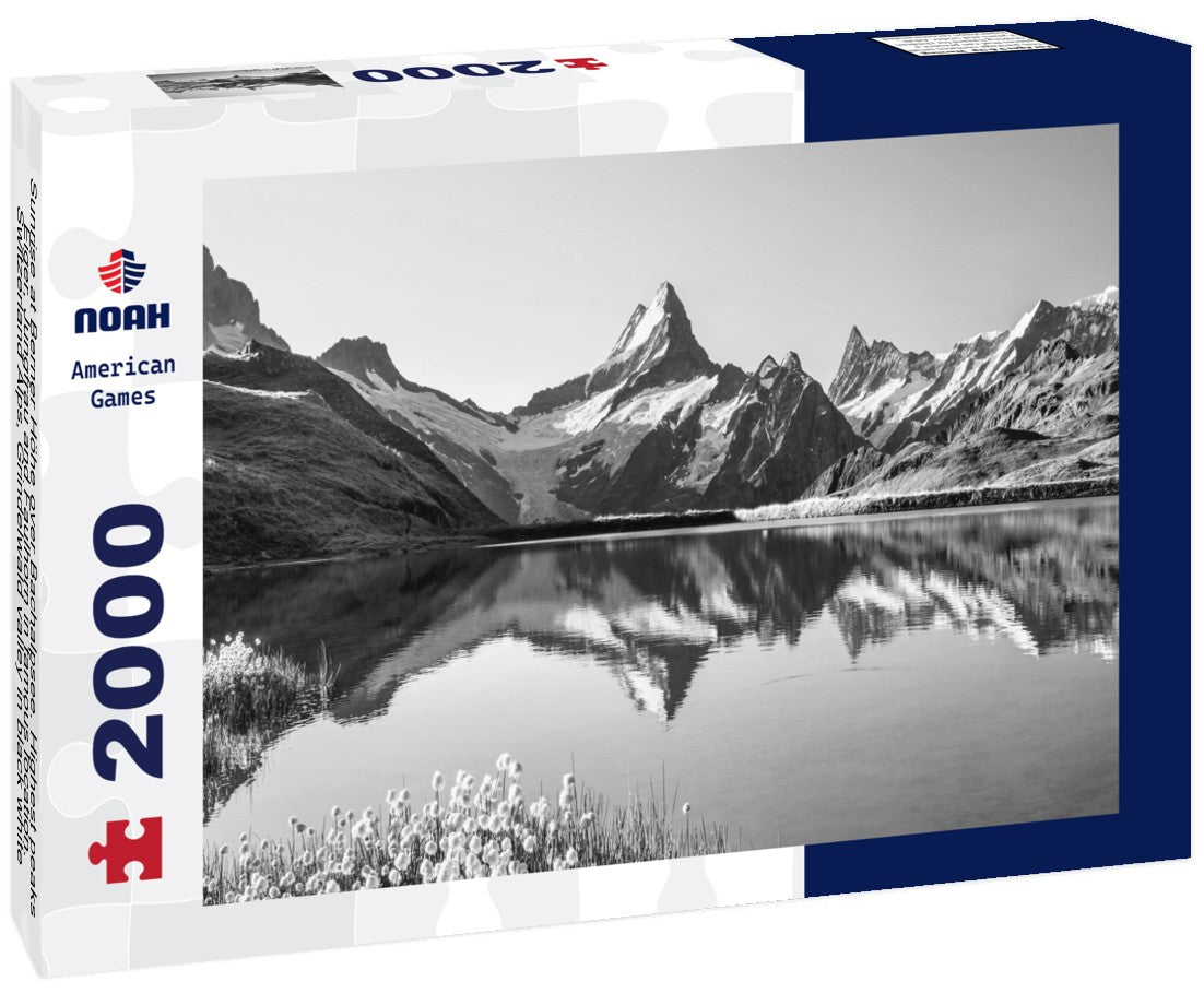 Sunrise at Berner Höhe over Bachalpsee. Highest peaks Eiger, Jungfrau and Faulhorn in famous location. Switzerland Alps, Grindelwald valley 2000pc PuzzleBlack and White