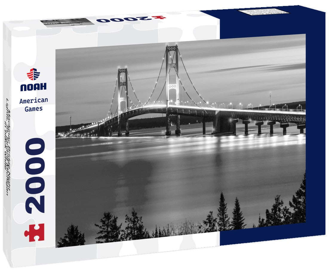 Mackinac Bridge Night Lights, St. Ignace MIchigan 2000pc PuzzleBlack and White