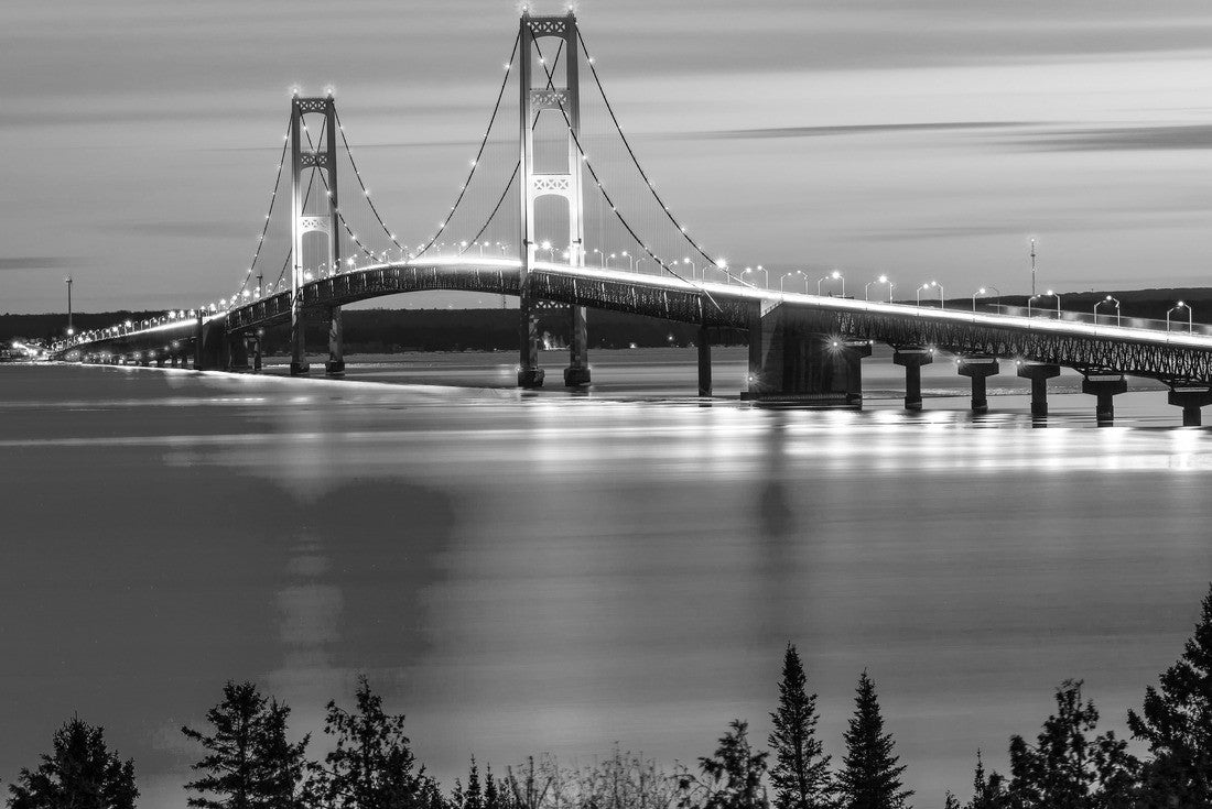 Mackinac Bridge Night Lights, St. Ignace MIchigan 2000pc PuzzleBlack and White