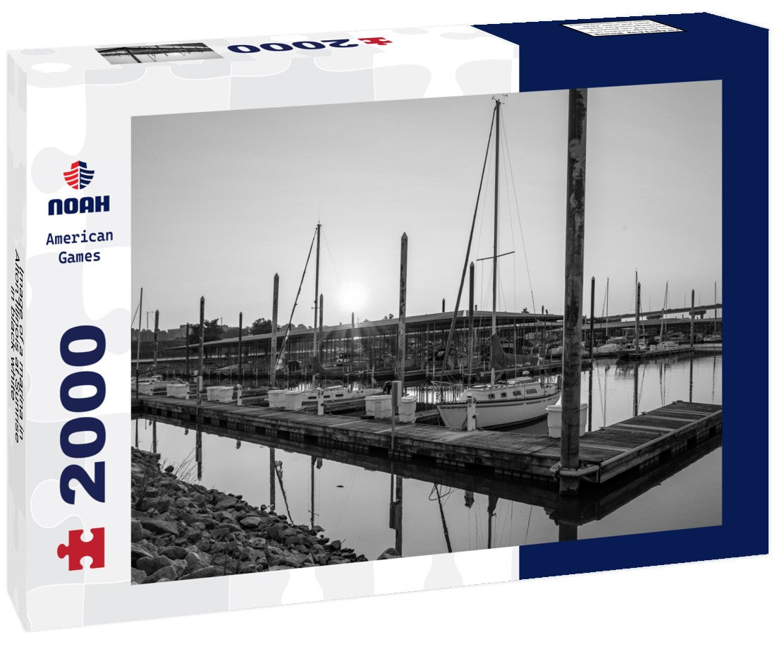 Marina in Alton Illinois at Sunrise 2000pc PuzzleBlack and White