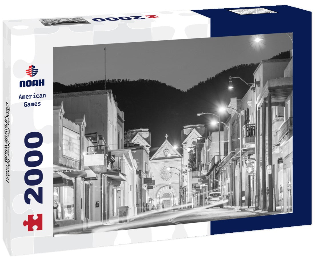Santa Fe, New Mexico, USA downtown at night 2000pc PuzzleBlack and White