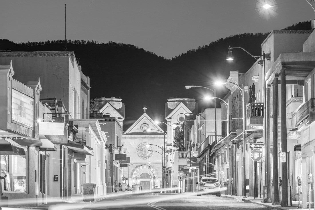 Santa Fe, New Mexico, USA downtown at night 2000pc PuzzleBlack and White