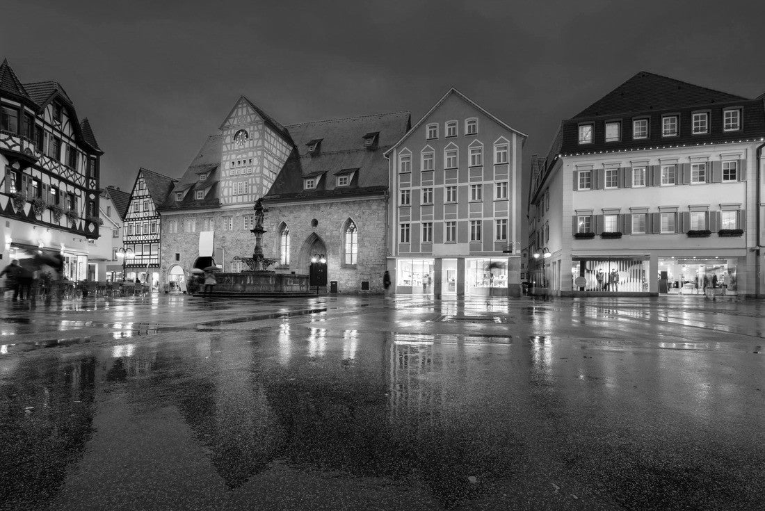 Reutlingen, Germany. Marktplatz - main square of old town at dusk 2000pc PuzzleBlack and White