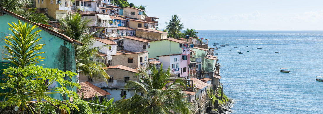 Noah Jigsaw Puzzle Colorful favela architecture on the hillside of the Solar do Unhao community with a view of the Bay of All Saints in Salvador, Bahia, Brazil, panorama Panorama 1000 Pieces