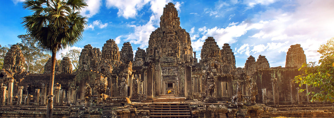 Noah Jigsaw Puzzle Ancient stone faces at sunset of the Bayon temple, Angkor Wat, panorama Panorama 1000 Pieces