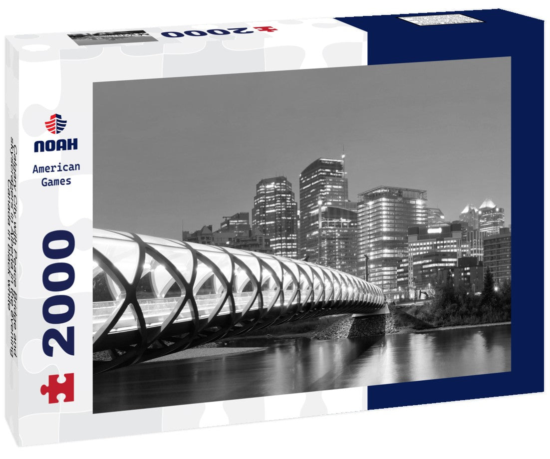 Calgary City with Peace Bridge and skyscrapers in Alberta in the evening, Canada 2000pc PuzzleBlack and White