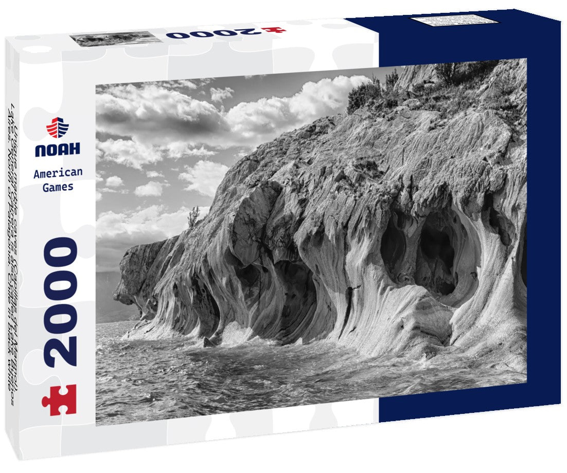 Unique marble caves (Capillas del Marmol). Lake General Carrera is also called Lake Buenos Aires. North of Patagonia. Chile 2000pc PuzzleBlack and White