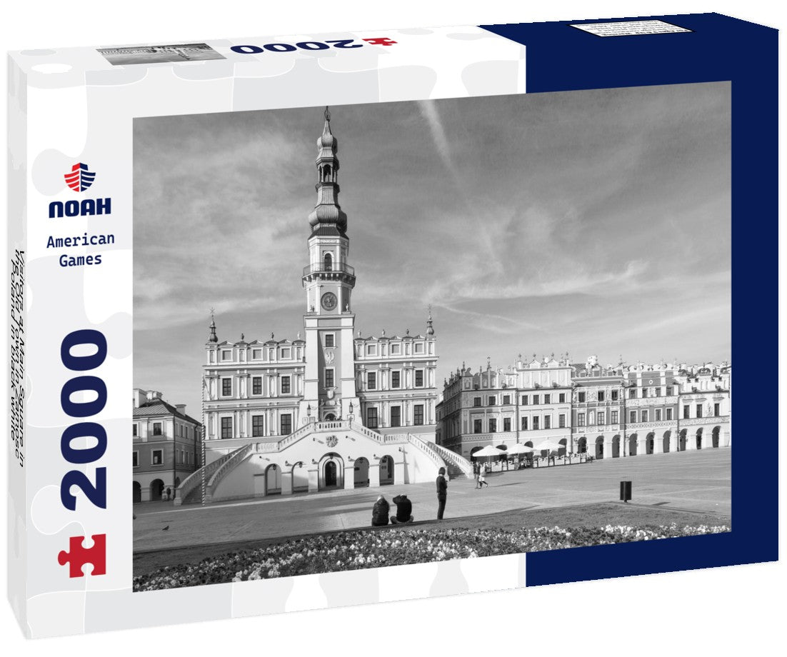 Visitors at Main Square in the Old Town in Zamosc, Poland 2000pc PuzzleBlack and White