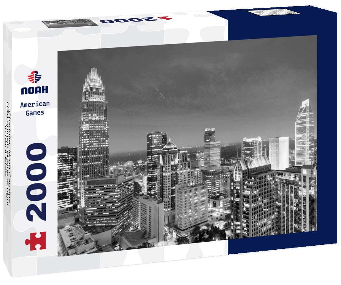 Charlotte, North Carolina, USA uptown skyline at night 2000pc PuzzleBlack and White