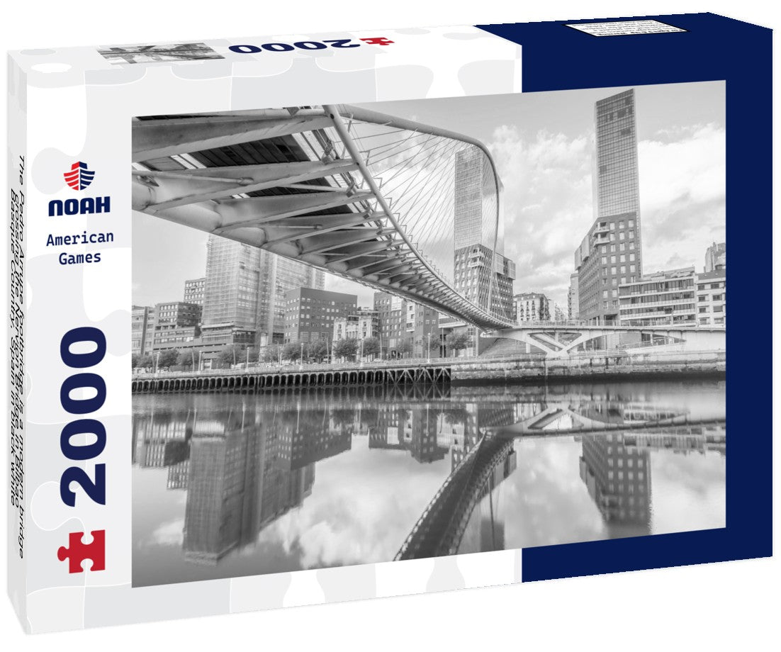 The Pedro Arrupe footbridge is a modern bridge crossing the Nervion Bridge in Bilbao, Basque Country, Spain 2000pc PuzzleBlack and White