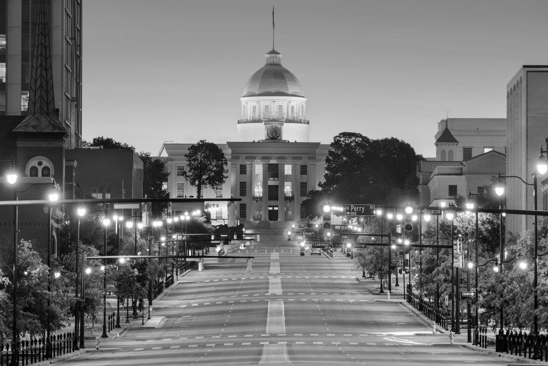 Montgomery, Alabama, USA with the State Capitol 2000pc PuzzleBlack and White