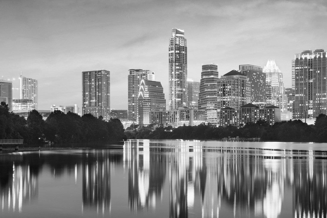 Austin, Texas, USA Downtown Skyline at the Colorado River 2000pc PuzzleBlack and White