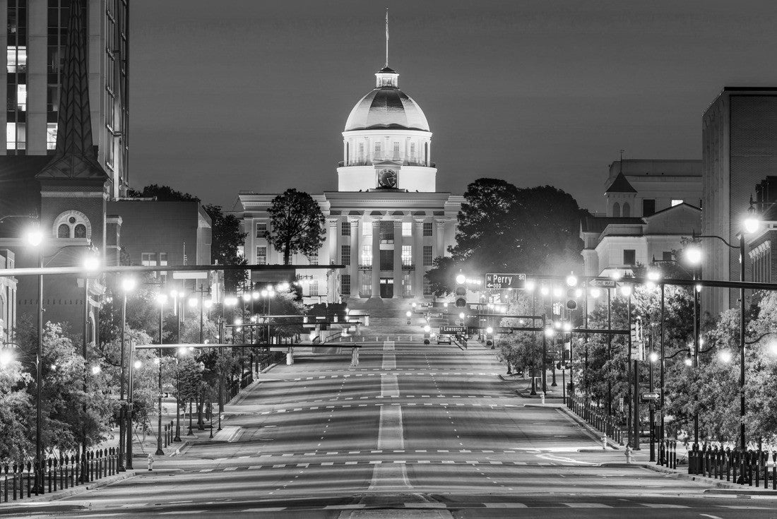 Montgomery, Alabama, USA with the State Capitol 2000pc PuzzleBlack and White