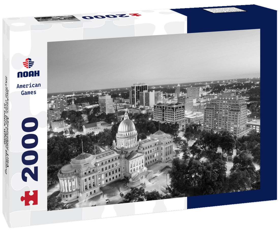 Jackson, Mississippi, USA Skyline over the Capitol Building 2000pc PuzzleBlack and White