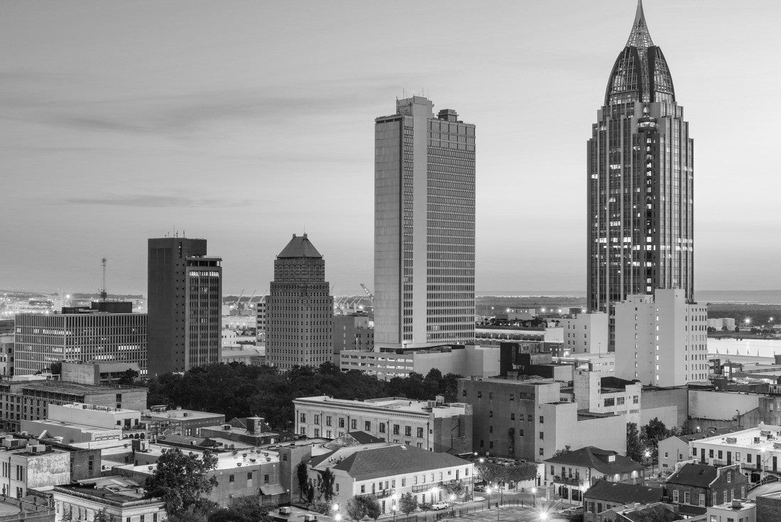 Mobile, Alabama, USA Downtown Skyline 2000pc PuzzleBlack and White