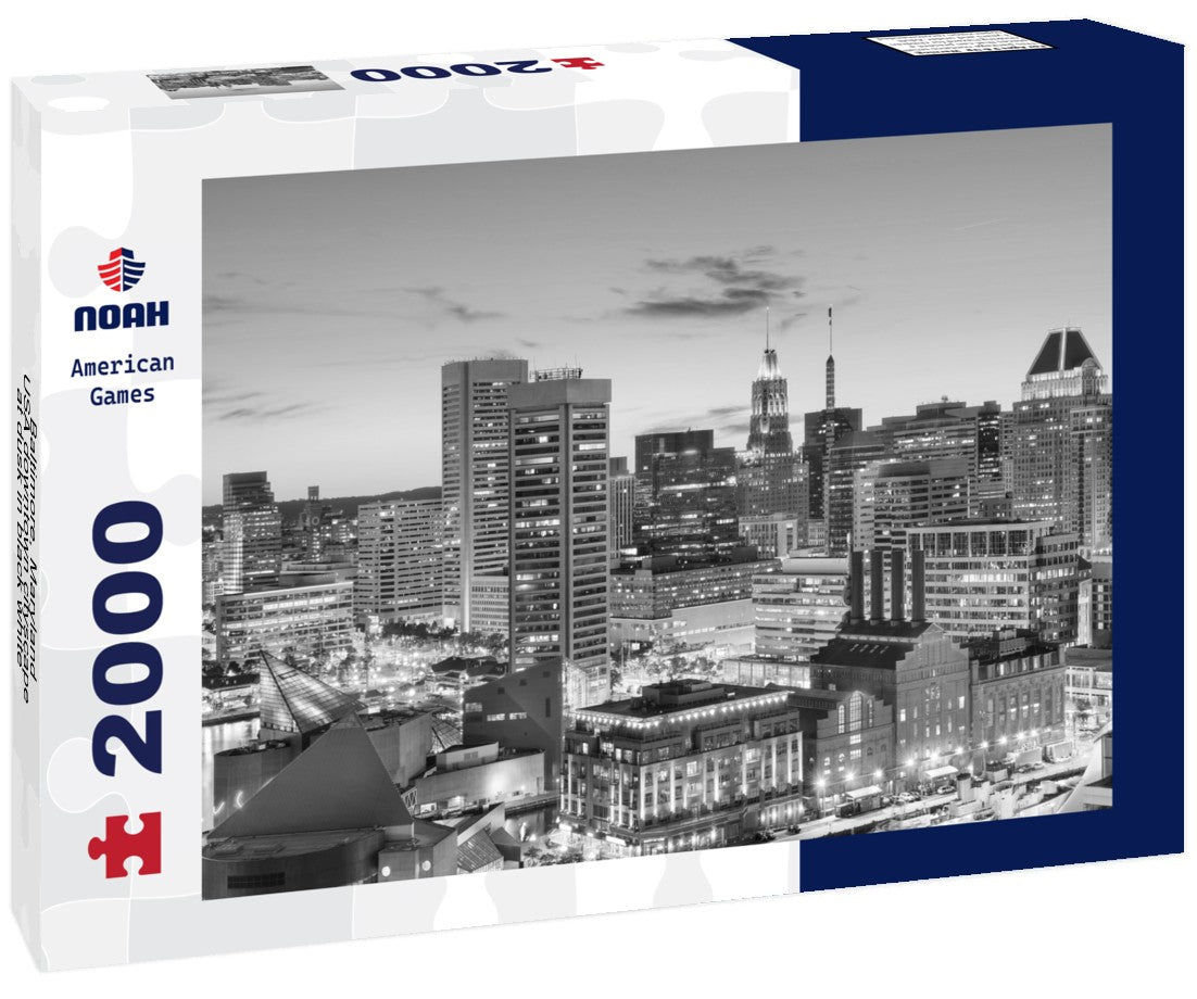 Baltimore, Maryland, USA downtown cityscape at dusk 2000pc PuzzleBlack and White