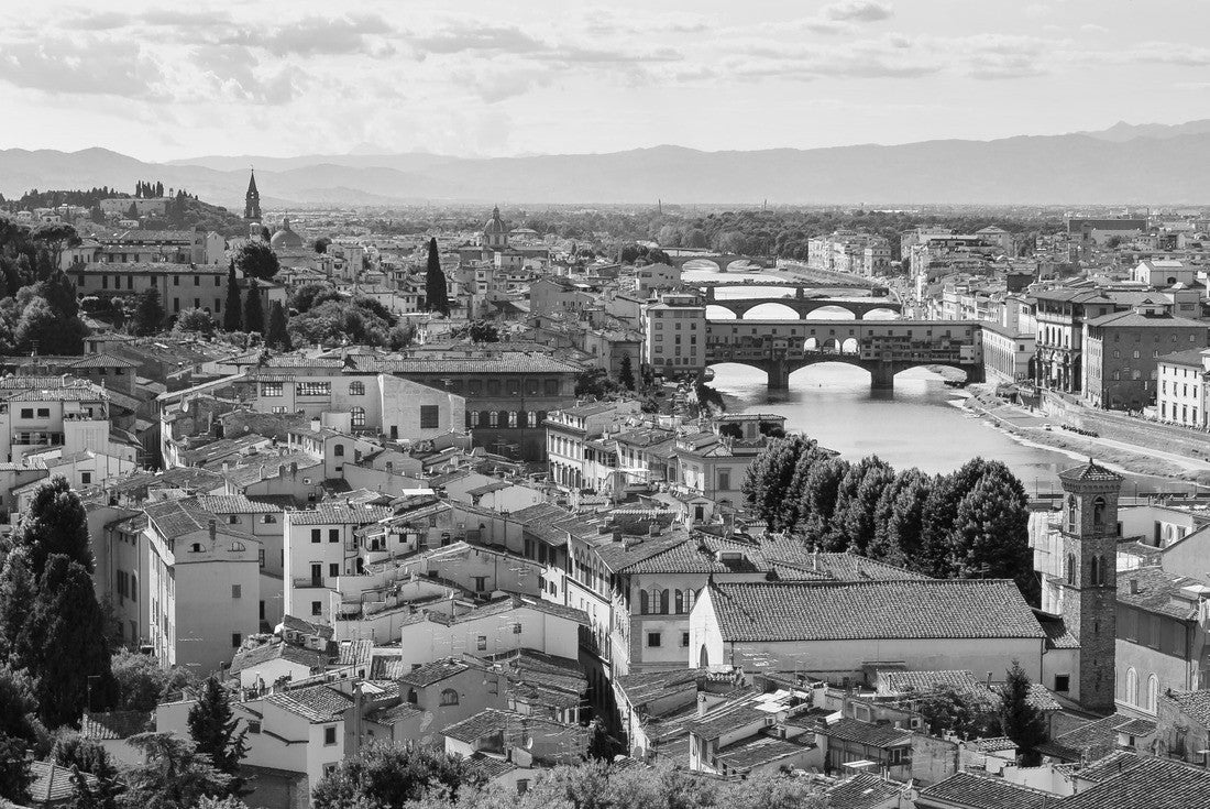 Noah Jigsaw Puzzle Beautiful cityscape of Firenze (Florence), Italy, with the bridges over the Arno river in black white 2000 pieces